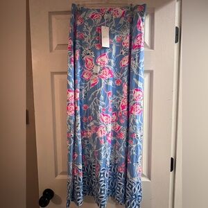 NWT Lily Pulitzer Floral Blue & Pink Maxi Skirt